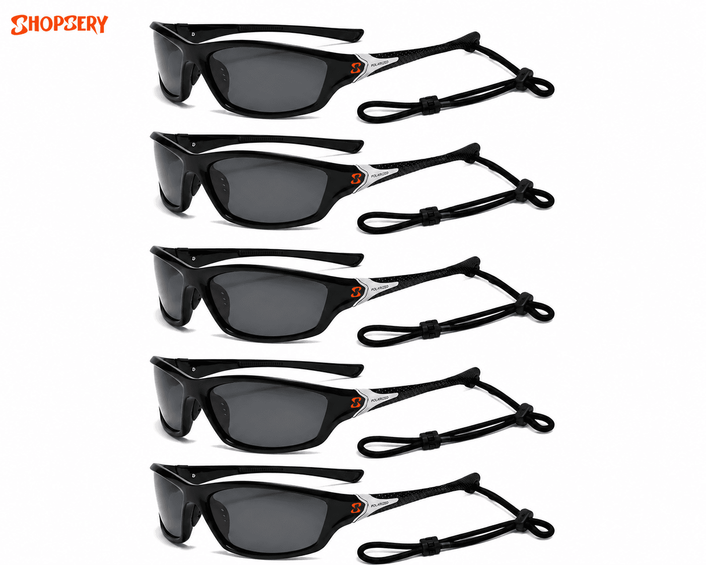 Shopsery Sports Polarized Sunglasses for Men – 5 Pack Combo | UV400 Protection | HD Polarized Outdoor Driving Cycling Fishing Sunglasses - 5 Black image