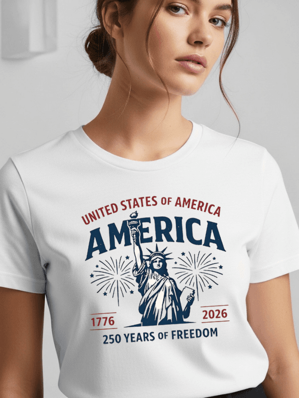 United States of America 250 Years of Freedom T-Shirt | Statue of Liberty USA 250th Anniversary 1776–2026 Patriotic Graphic Tee image 12