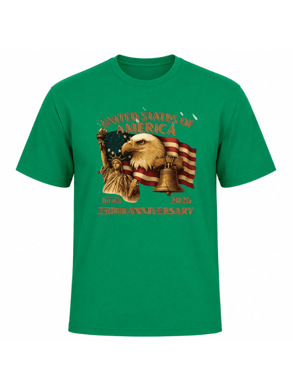 United States of America 250th Anniversary T-Shirt | Patriotic Eagle, Statue of Liberty &amp; Liberty Bell 1776–2026 Graphic Tee image 11