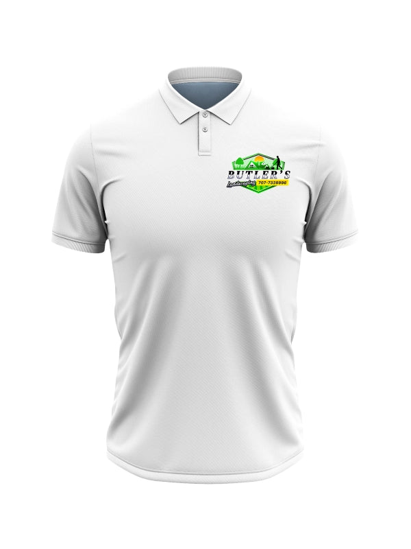 Company Polo Shirts with Logo for Corporate Branding (White) Butler's Landscaping image 0