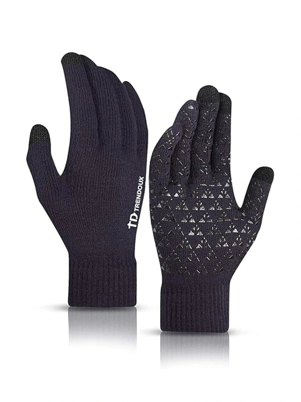 Winter Gloves – Warm Touchscreen Thermal Knit Design by Shopsery - Navy image