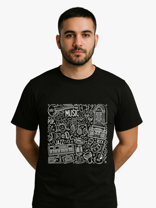 Music Doodle Graphic T-shirt (Black) image 1