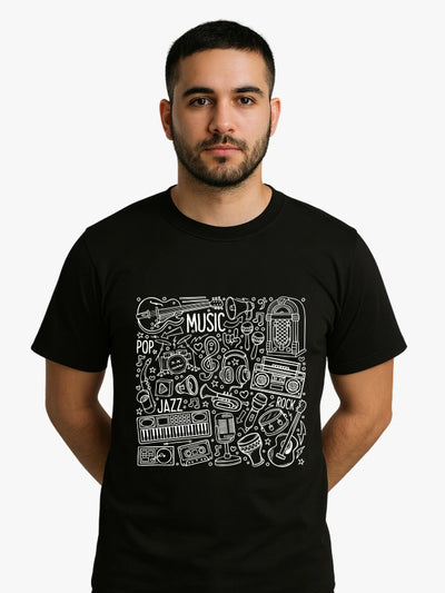 Music Doodle Graphic T-shirt (Black) image 1
