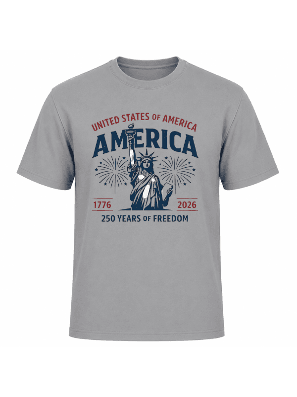 United States of America 250 Years of Freedom T-Shirt | Statue of Liberty USA 250th Anniversary 1776–2026 Patriotic Graphic Tee image 7