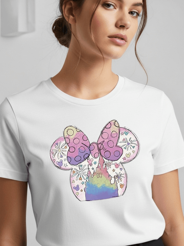 Disneyland Castle Minnie Ears T Shirt | DisneyWorld Castle Shirt Women image 2