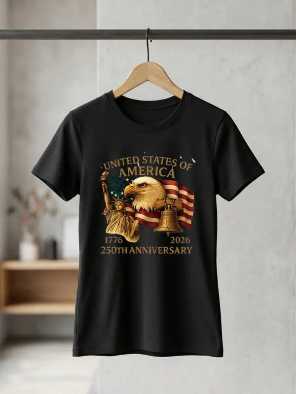 United States of America 250th Anniversary T-Shirt | Patriotic Eagle, Statue of Liberty &amp; Liberty Bell 1776–2026 Graphic Tee image 5