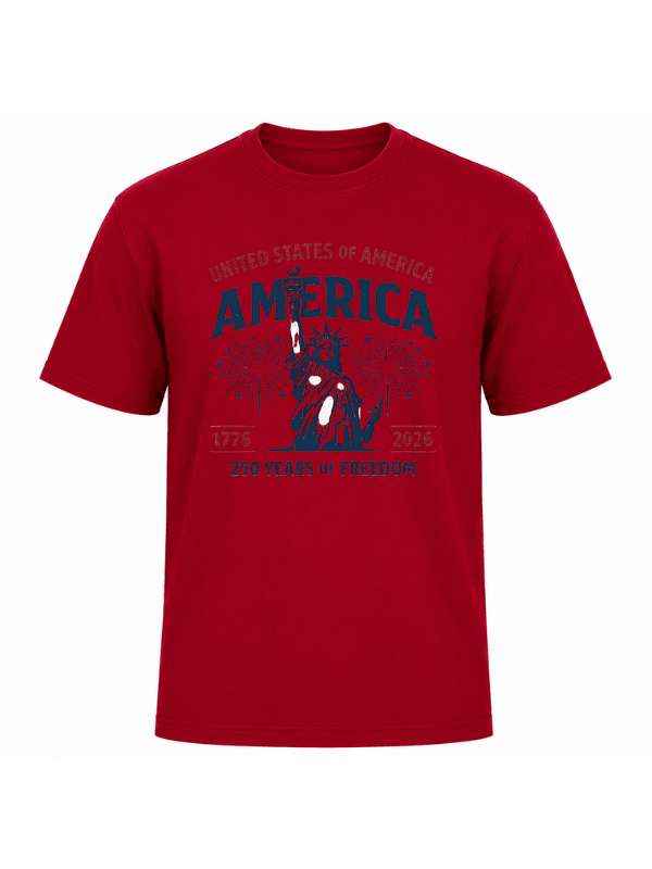 United States of America 250 Years of Freedom T-Shirt | Statue of Liberty USA 250th Anniversary 1776–2026 Patriotic Graphic Tee image 6