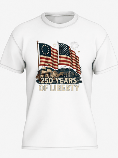250 Years of Liberty Patriotic T-Shirt | American Flag USA 250th Anniversary Graphic Tee image 1