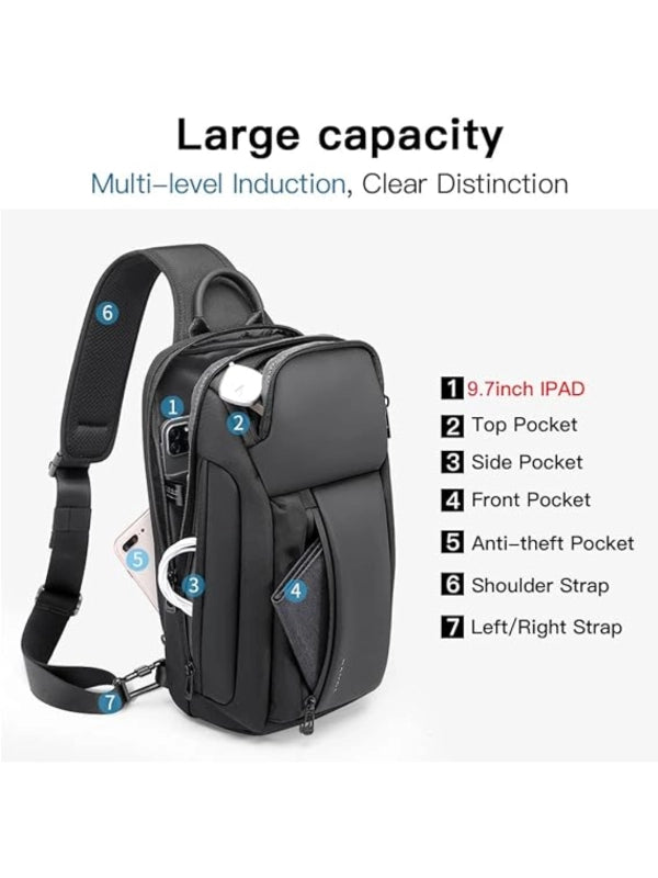 Waterproof Men’s Sling Bag – Lightweight Crossbody Shoulder Backpack with Multi-Pocket Storage image 3