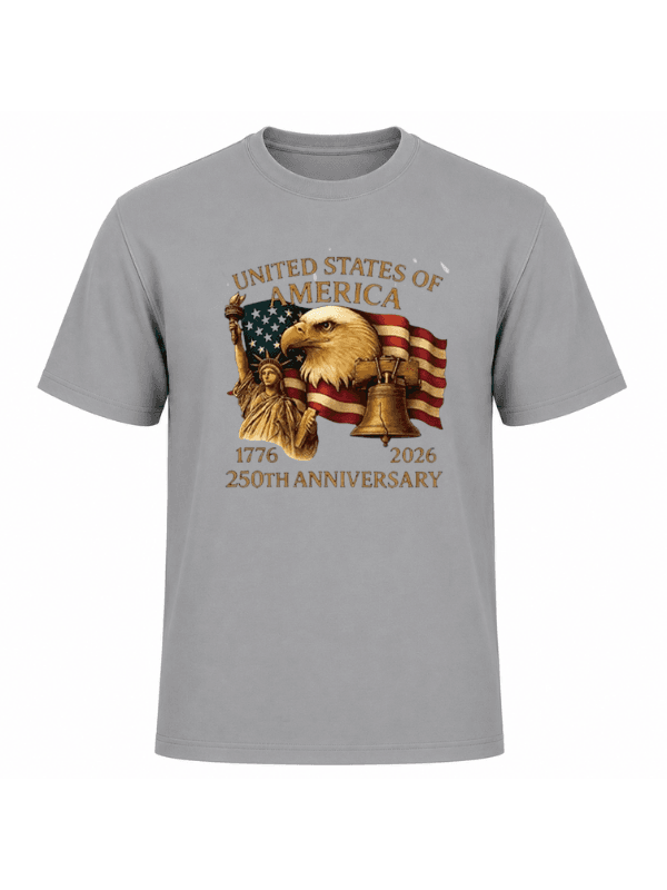 United States of America 250th Anniversary T-Shirt | Patriotic Eagle, Statue of Liberty &amp; Liberty Bell 1776–2026 Graphic Tee image 9