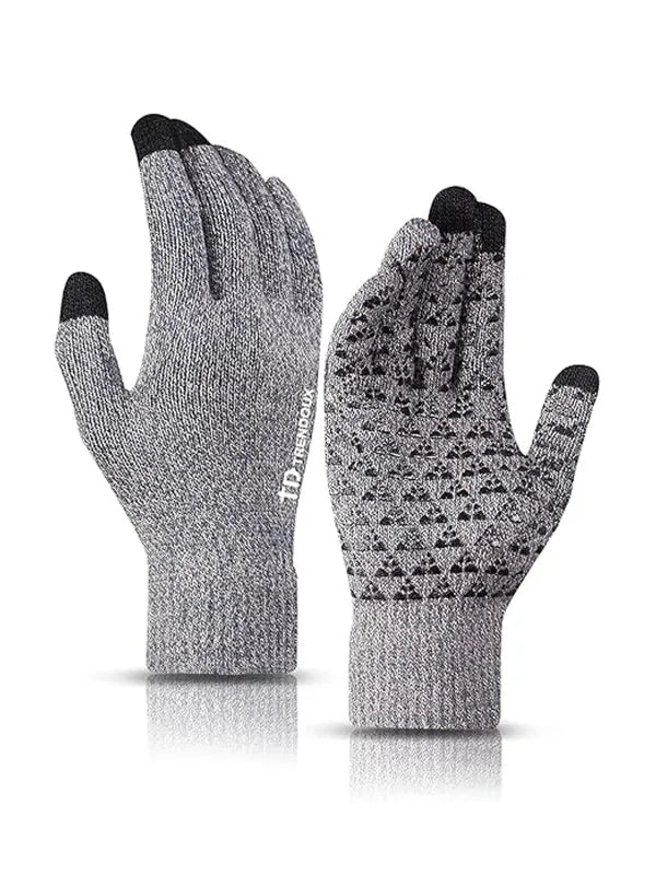 Winter Gloves – Warm Touchscreen Thermal Knit Design by Shopsery - Light Gray image