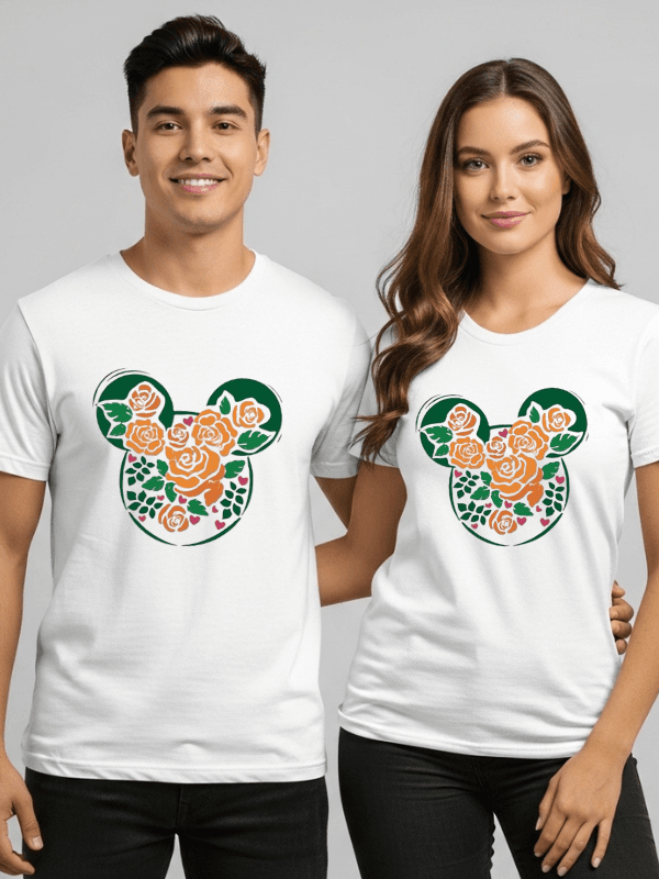 Disneyland Floral Mickey Ears T-Shirt | Disney World Family Matching Shirt | Unisex Tee image 0