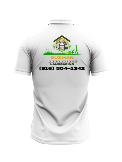 Company Polo Shirts with Logo for Corporate Branding (White) Guzman Landscaping image 1