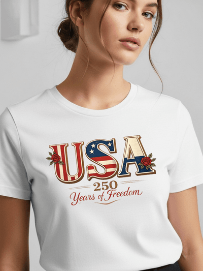 America 250 Years of Freedom Patriotic T-Shirt | USA Semiquincentennial 1776–2026 Graphic Tee image 1