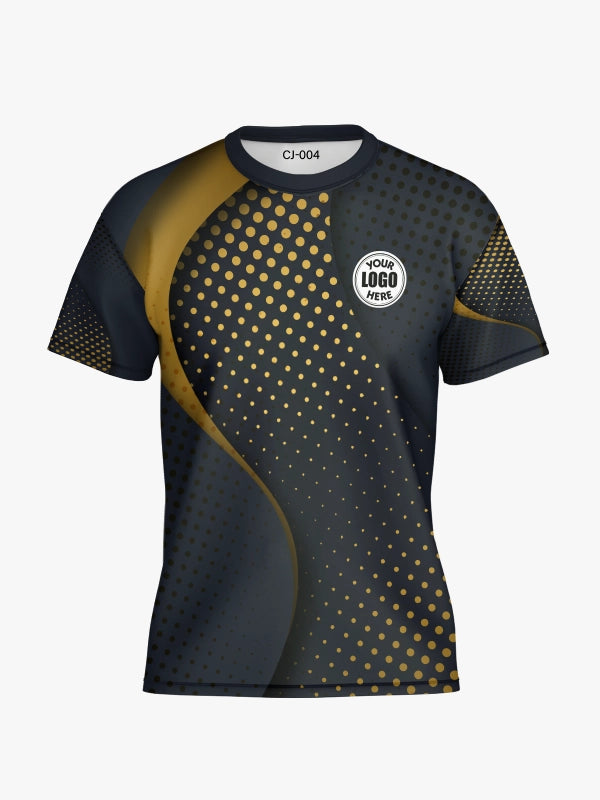 Custom Black and Gold Dotted Round Neck Sports Jersey by Shopsery image 3