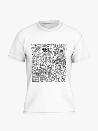 Music Doodle Graphic T-shirt (White) image 0