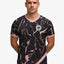 Custom Baby Pink and Black Marble Print V-neck Raglan Sports Jersey | Custom Soccer Jersey By Shopsery image 1