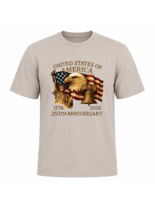 United States of America 250th Anniversary T-Shirt | Patriotic Eagle, Statue of Liberty &amp; Liberty Bell 1776–2026 Graphic Tee image 13