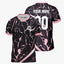 Custom Baby Pink and Black Marble Print V-neck Raglan Sports Jersey | Custom Soccer Jersey By Shopsery image 0