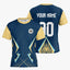 Custom Blue and Yellow Lightning Round Neck Sports Jersey image 0