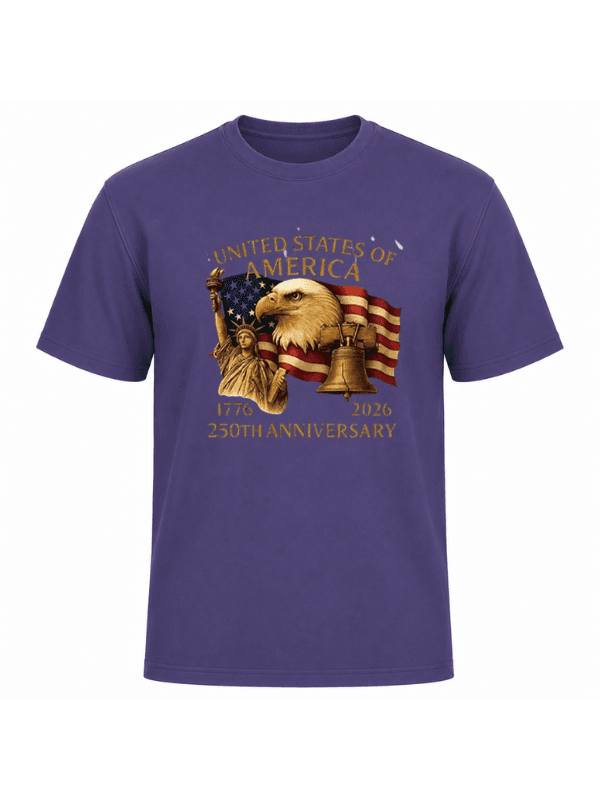 United States of America 250th Anniversary T-Shirt | Patriotic Eagle, Statue of Liberty &amp; Liberty Bell 1776–2026 Graphic Tee image 6