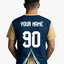 Custom Blue and Yellow Lightning Round Neck Sports Jersey image 2
