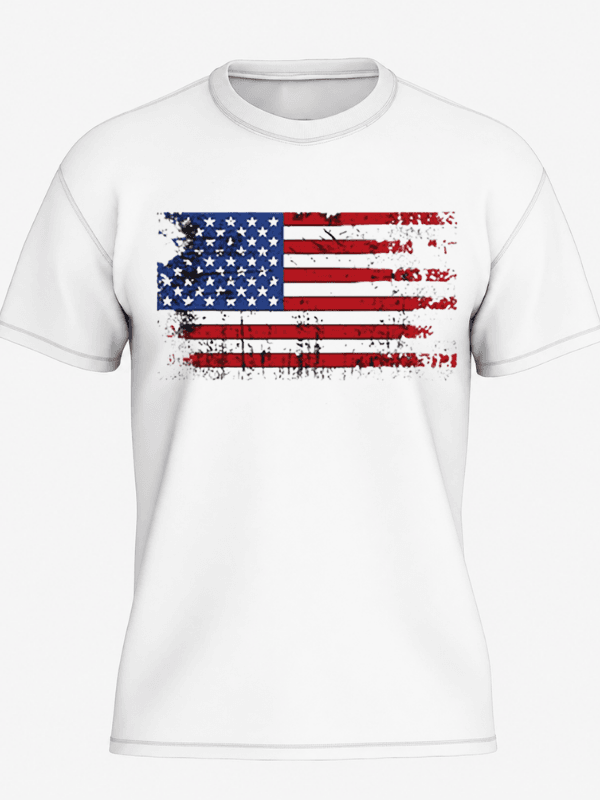 Vintage American Flag Patriotic T-Shirt | Distressed USA Flag Graphic Tee | Classic Red White Blue Independence Day Shirt image 1