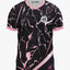 Custom Baby Pink and Black Marble Print V-neck Raglan Sports Jersey | Custom Soccer Jersey By Shopsery image 3