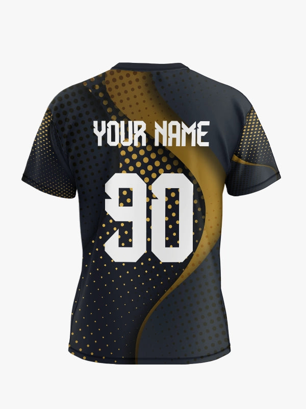 Custom Black and Gold Dotted Round Neck Sports Jersey by Shopsery image 4