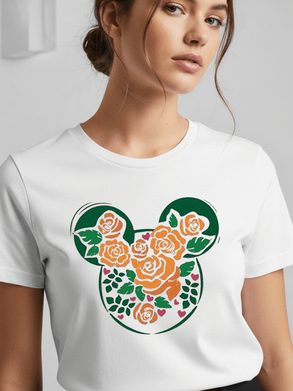 Disneyland Floral Mickey Ears T-Shirt | Disney World Family Matching Shirt | Unisex Tee image 1
