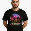 California Retro Palm Sunset Graphic T-shirt (Black) image 1