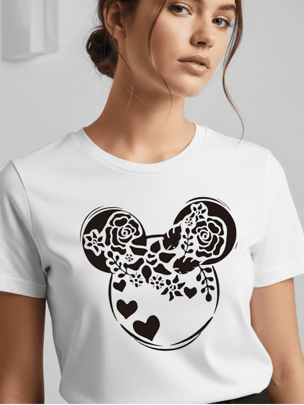 Disney Floral Mouse Ears Shirt | Matching Family Vacation T-Shirt | Disney World Unisex T-Shirt image 1
