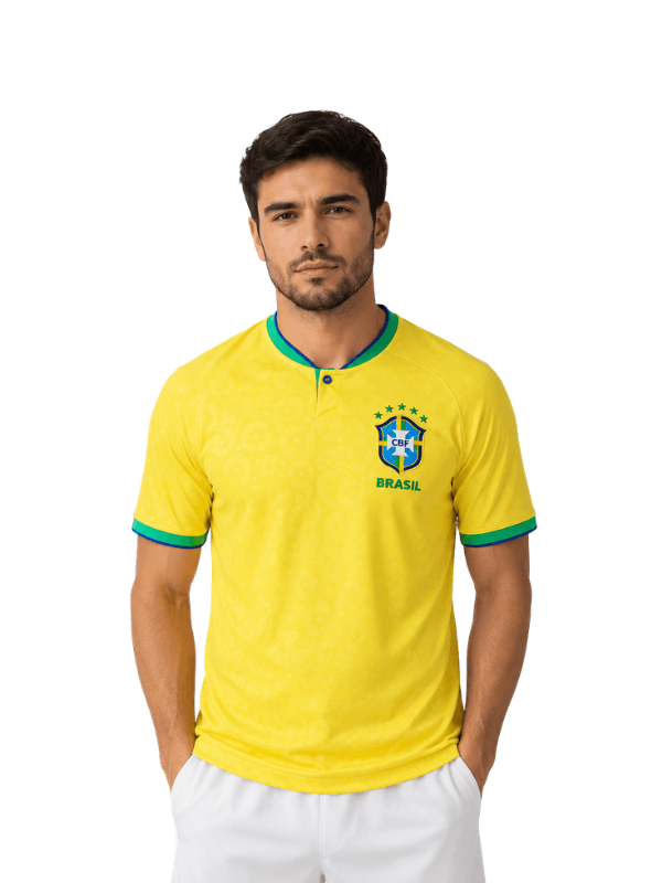 Brazil Home Soccer Jersey 2022  – Classic Yellow Brazil Football Fan Jersey image 3