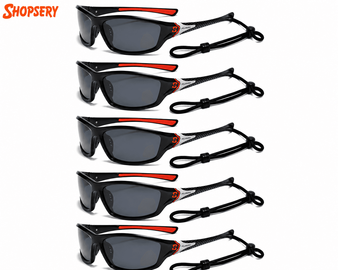 Shopsery Sports Polarized Sunglasses for Men – 5 Pack Combo | UV400 Protection | HD Polarized Outdoor Driving Cycling Fishing Sunglasses - 5 Red Black image