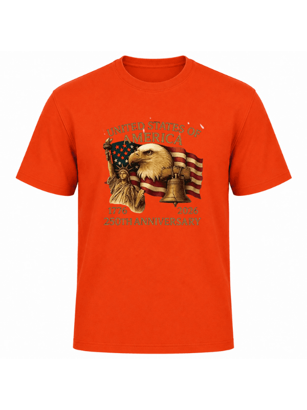 United States of America 250th Anniversary T-Shirt | Patriotic Eagle, Statue of Liberty &amp; Liberty Bell 1776–2026 Graphic Tee image 8