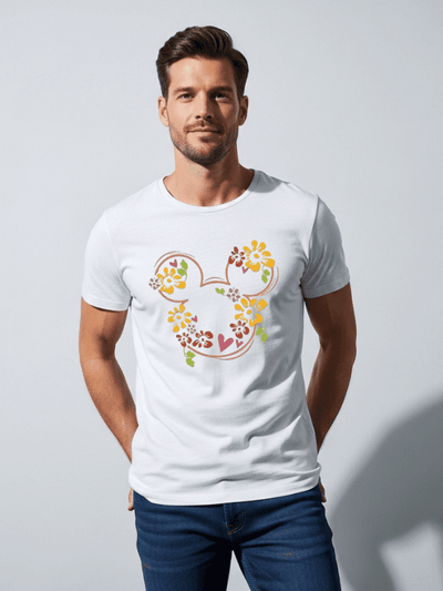 Disneyland Floral Mickey Ears T-Shirt | Disney World Family Vacation Tee | Unisex Graphic Shirt image 1