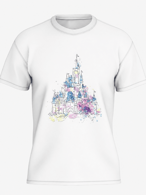 Disneyland Castle Graphic T-Shirt | Pastel Theme Park Vacation Tee image 1