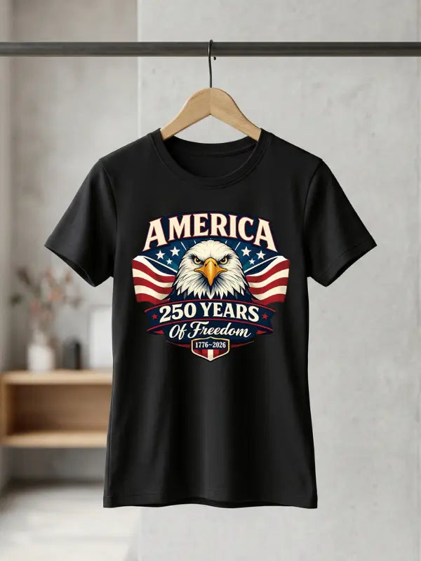 America 250 Years of Freedom Patriotic Eagle T-Shirt | USA 250th Anniversary 1776–2026 Graphic Tee image 5