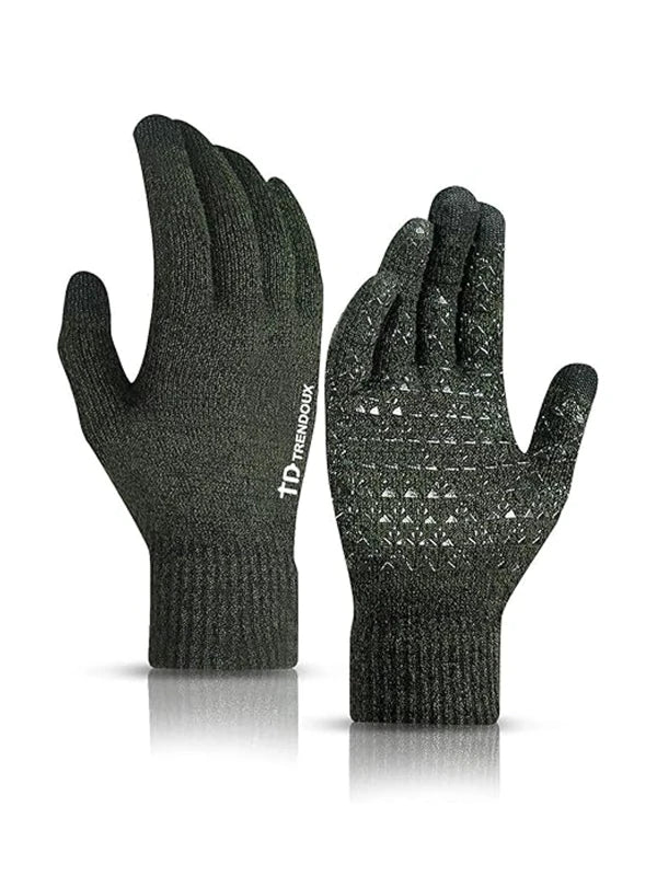 Winter Gloves – Warm Touchscreen Thermal Knit Design by Shopsery - Midnight Green image