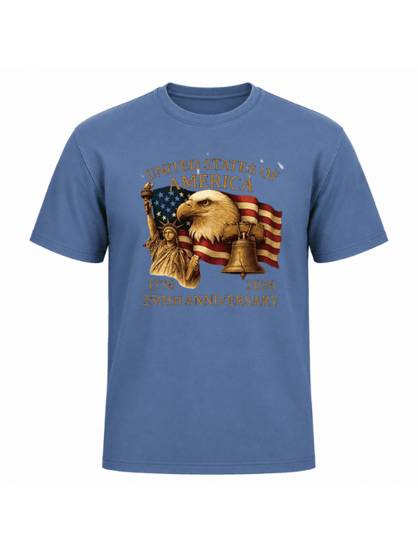 United States of America 250th Anniversary T-Shirt | Patriotic Eagle, Statue of Liberty &amp; Liberty Bell 1776–2026 Graphic Tee image 12