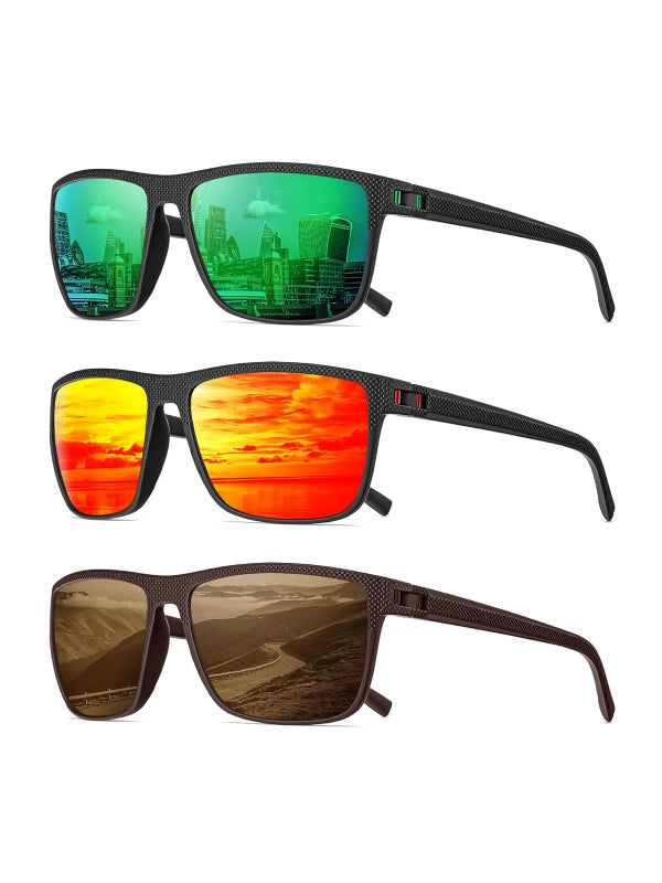 UV protection 3 Pack Polarized Sunglasses by Shopsery - Green/Red/Brown image