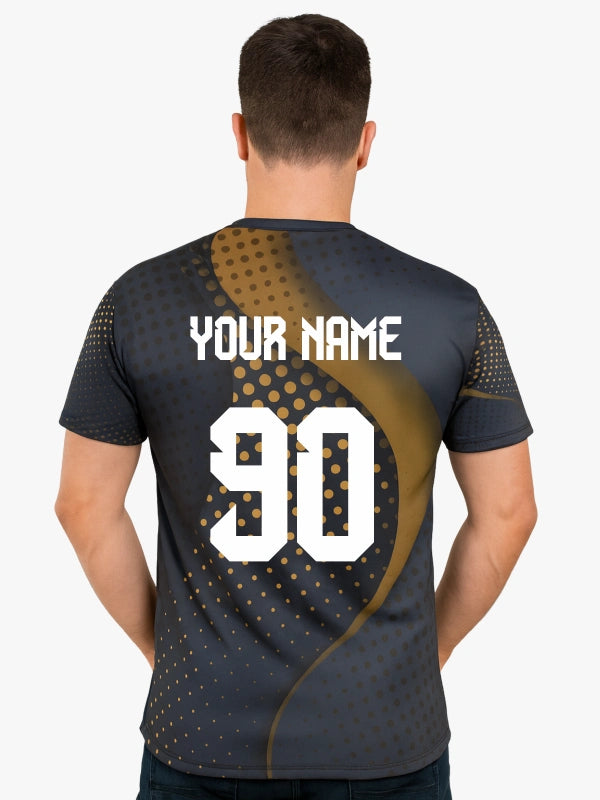 Custom Black and Gold Dotted Round Neck Sports Jersey by Shopsery image 2