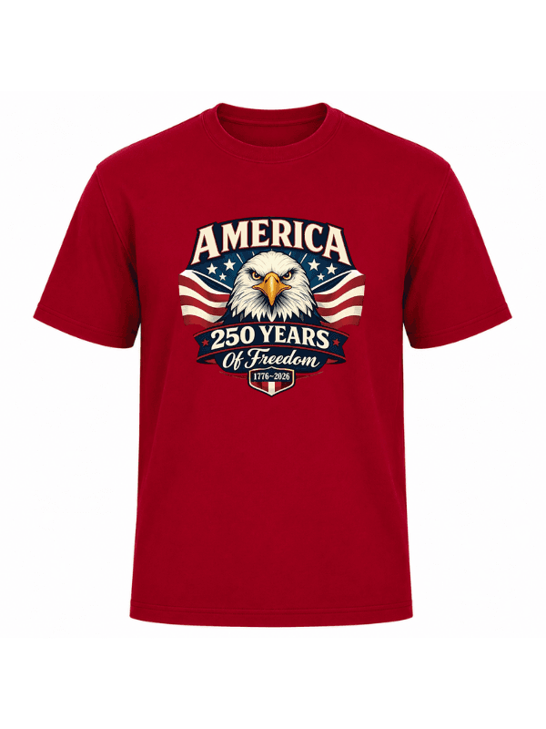 America 250 Years of Freedom Patriotic Eagle T-Shirt | USA 250th Anniversary 1776–2026 Graphic Tee image 12