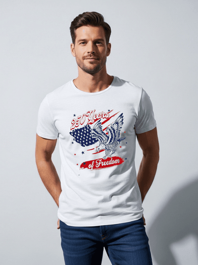 250 Years of Freedom Patriotic Eagle T-Shirt | USA Semiquincentennial American Flag 250th Anniversary Graphic Tee image 0