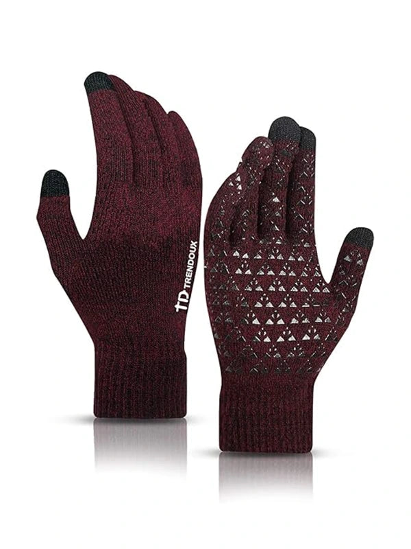 Winter Gloves – Warm Touchscreen Thermal Knit Design by Shopsery - Black Red image