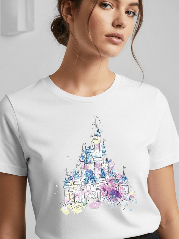Disneyland Castle Graphic T-Shirt | Pastel Theme Park Vacation Tee image 3