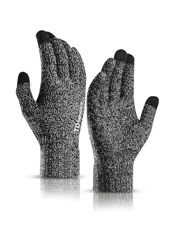 Winter Gloves – Warm Touchscreen Thermal Knit Design by Shopsery - Black White image