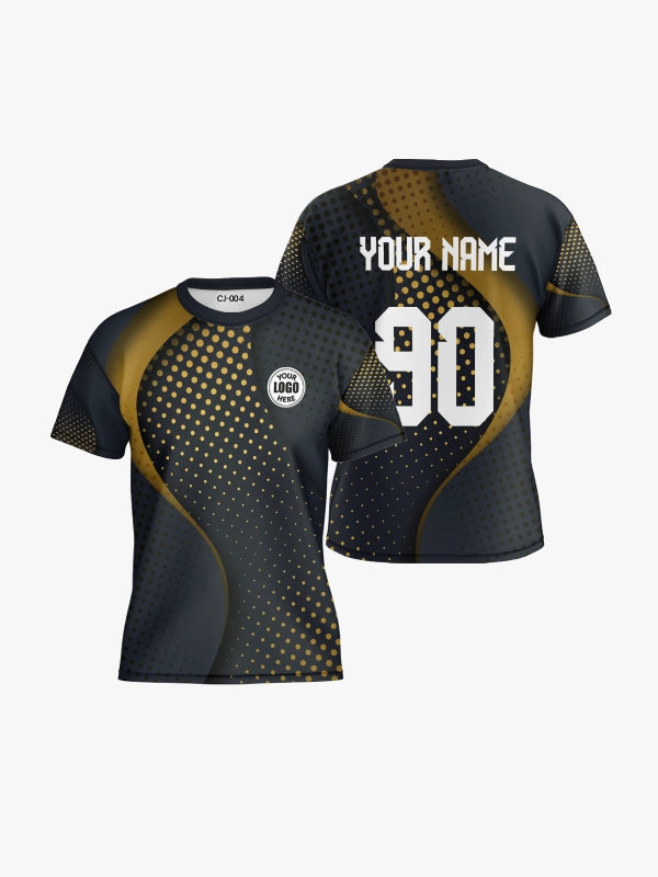 Custom Black and Gold Dotted Round Neck Sports Jersey by Shopsery image 0