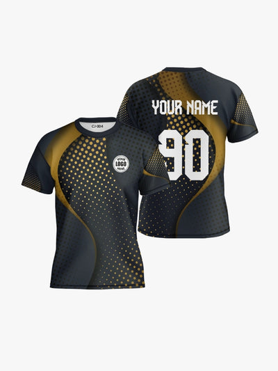 Custom Black and Gold Dotted Round Neck Sports Jersey by Shopsery image 0