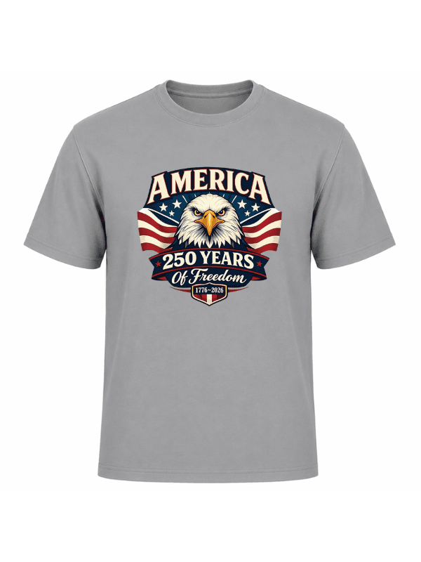 America 250 Years of Freedom Patriotic Eagle T-Shirt | USA 250th Anniversary 1776–2026 Graphic Tee image 10